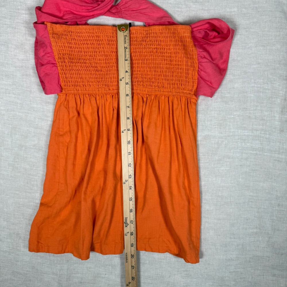 Petal & Pup Mini Dress Womens 4 Orange Pink Sundress Festival Halter Neck Mini - Picture 11 of 12